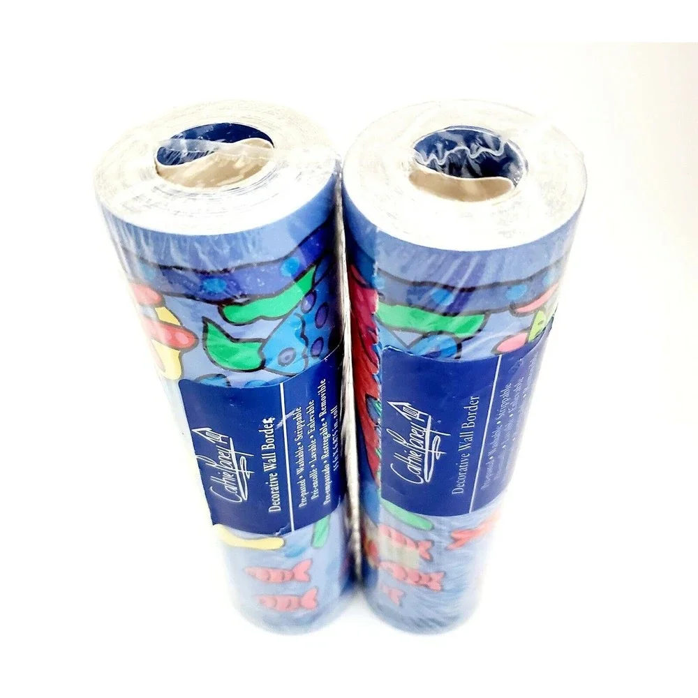 Vtg Wallpaper Border Southern Seas Fish Ocean Life Blue Cathie Money Lot x2 NEW!